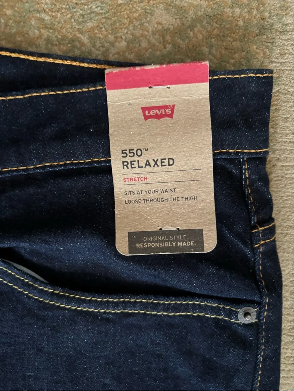 Levi’s 550 Relaxed Fit Jeans Men’s 50x30 Dark Wash Stretch Big Tall NWT